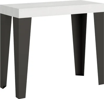 Produktbild von Ausziehbare Konsole 90x40/196 cm Flame Small Premium White Ash Anthrazitrahmen
