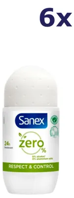 Produktbild von 6x Sanex Deo Roll-on – Zero% Respect & Control 50 ml