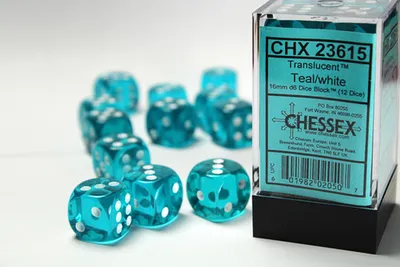 Produktbild von Chessex 23615, Würfelsatz, Türkis, Weiß, Unisex, Deutschland, 16 mm, 16 mm