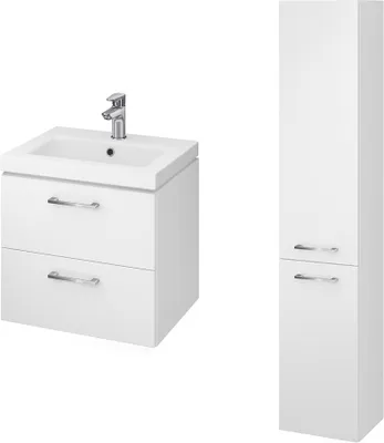 Produktbild von BADLAND Badmöbel Set LARA COMO 50 Waschbecken-Unterschrank mit Hochschrank 150x30x25, 2-Türen, Weiß