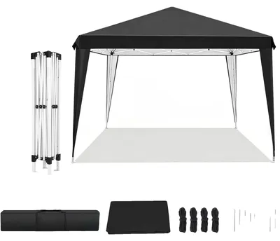 Image de Pavillon, toit imperméable, protection UV, couleur noire, dimensions 3 x 3 mètres