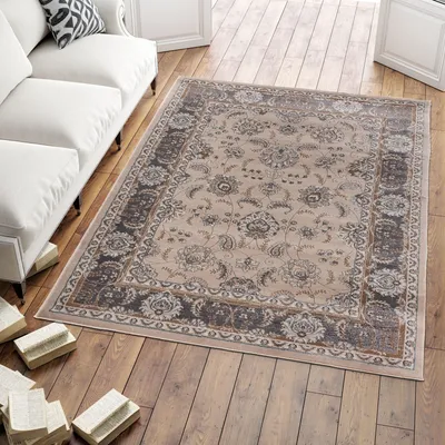 Obrázek produktu pro Koberec Orientální koberec Klasický orientální vzor - Obývací pokoj -k474b světle béžový - Barva: hnědá, Rozměr: 160 x 220 cm