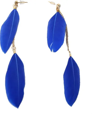 Produktbild von 1 Paar Feder Ohrhänger Boho Ohrringe in der Farbe Blau