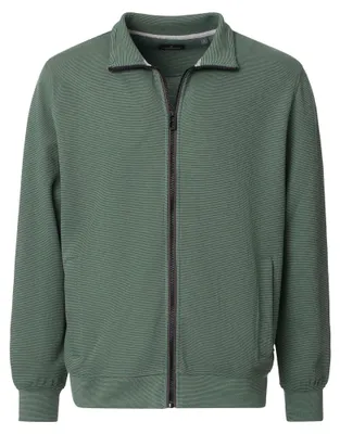 Zdjęcie produktu dla CASAMODA Męska bluza z kapturem, stójką i zamkiem błyskawicznym, mieszanka bawełny, zielona, rozmiar 3XL