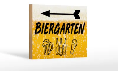 Produktbild von Holzschild 18x12cm Biergarten links Bier Schild