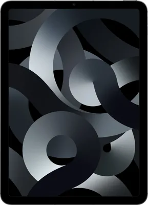 A tablet with a dark, abstract wallpaper displayed on its screen.
