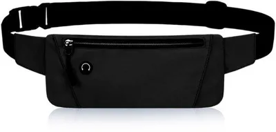 Produktbild von Ibenzoa® Laufgürtel für Smartphone – wasserdicht & kopfhörerkompatibel, verstellbarer Elastikgurt, Nylon/Polyester, Schwarz, 24,5×13×2,4 cm, bis 6,8 Zoll