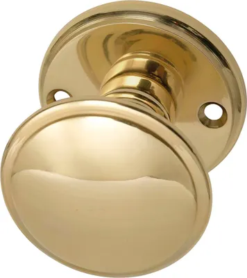 Produktbild von MARCHESI Türknopf Flachform - auf Rosette (Facette), ø 55 mm, Messing poliert
