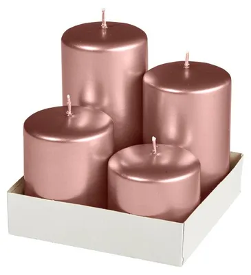 Produktbild von Adventset Stumpenkerzen Metallic Silk Ø 60 mm, 4 Stück