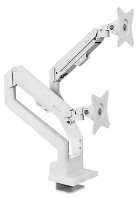 Image de Arozzi Alzare Neo Bras Double pour Écran - Vérin à Gaz - Gestion des Câbles - 17" à 34" - Blanc