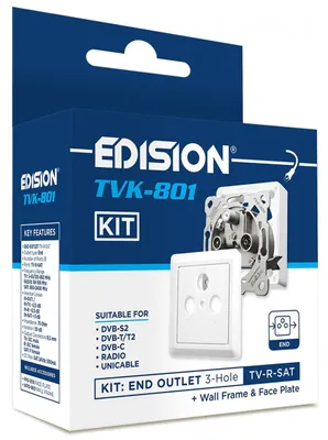 Produktbild von EDISION Antennendose Sat TVK-801 Kit: Enddose Stich TV-R-SAT unterputz/aufputz 3