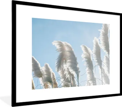 Produktbild von MuchoWow® Gerahmtes Poster Himmel - Gras - Pampasgras 80x60 cm - Poster mit Schwarzem Bilderrahmen Wandposter Rahmen Foto Bilder - Schlafzimmer-Dekorationen - Fotoposter