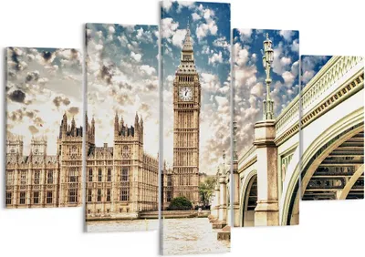 Produktbild von Bild auf Leinwand - Leinwandbild - London architektur big ben - 150x100cm - Wand Bild - Wanddeko - Leinwanddruck - Bilder - Kunstdruck - Wanddekoration - Leinwand bilder - Wandkunst - EA150x100-2415