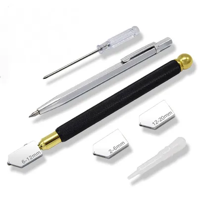 Produktbild von Glasschneider, Hartmetall-Glasschneider, professionelles Wolframkarbid, Silber-Glasschneider, Glasschneider, Flaschenschneider, Glasschneider für 2-20 mm
