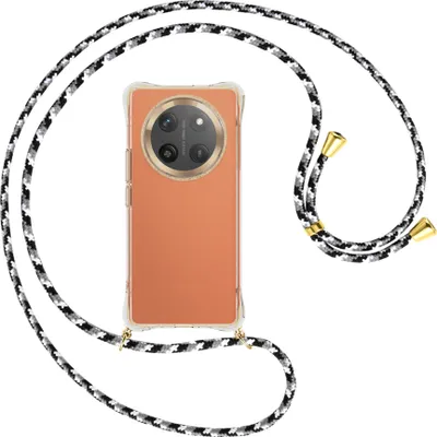 Produktbild von Handykette Backcover-Schutzhülle mit Band (Metall goldfarben) für Honor X60 Pro 5G - schwarz/grau/weiß