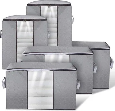 Immagine prodotto di Contenitore da mettere sotto il letto, molto capiente, a 5 scomparti, per riporre i vestiti