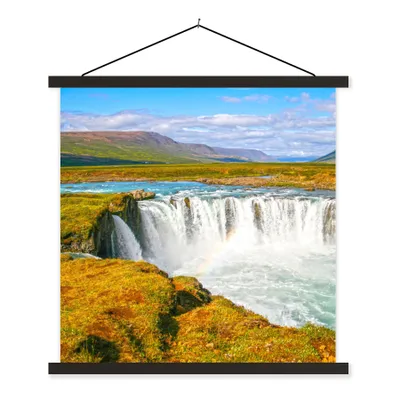 Produktbild von MuchoWow® Textilposter Wasserfall - Wasser - Natur 120x120 cm mit schwarzem Rahmen - Aufhängungsset