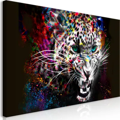 Produktbild von Wandbild Mega XXXL Tiere 250x125 cm Einteiliger XXL-Format Kunstdruck zur Selbstmontage Leinwandbilder moderne Bilder DIY Wanddekoration Wohnung Deko Leopard Gesicht Abstrakt g-C-0272-ak-e