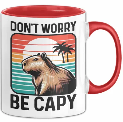 Produktbild von Capybara Don'T Worry Be Capy Tasse Geschenk Capybara Tier Geschenkidee (Rot)