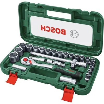 Zdjęcie produktu dla Zestaw nasadek udarowych BOSCH, 1/2 cala, 26-częściowy, klucz nasadowy 72-zębów (kąt obrotu 5°), moment obrotowy do 768 Nm, 19 nasadek