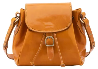 Imagen del producto de Bolsa de cuero genuino, estilo cartera, con cordón para cerrar. Hecha a mano en Italia