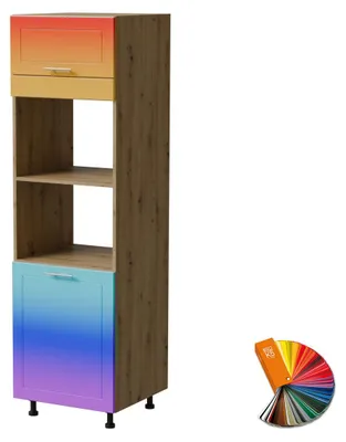 Produktbild von Backofenumbauschrank BARI 60x207cm lackiert Farbe wählbar BA-D14/RU/60/207,RAL Wunschfarbe matt (K5),Eiche Artisan
