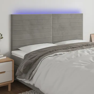 Produktbild von The Living Store LED Kopfteil Hellgrau 200x5x118/128 cm Samt