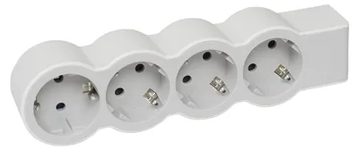 Produktbild von LEGRAND, Flache Steckdosenleiste, 4-fach Steckdose, Mehrfachsteckdose, ohne Kabel, Ultraweiß/Grau, 694575