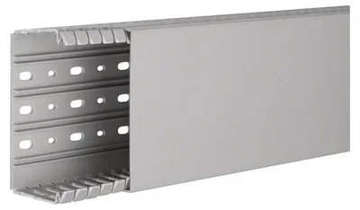 Zdjęcie produktu dla Hager BA760120, Kanał kablowy, Szary, PCW, V0, EN50085-2-3, 120 mm
