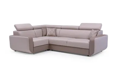 Produktbild von DOMI Ecksofa ENZO mit Schlaffunktion L-Form, Universal, mit Bettkasten, Wohnzimmersofa, Couch, Couchgarnitur - Cappuccino, Inari 22 / Madryt 926