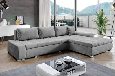 Produktbild von AX LIVING Eckcouch mit Bettfunktion Tunceli Grau - 297 cm breit Modern