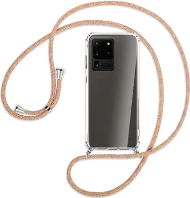 Produktbild von Handykette Backcover-Schutzhülle mit Band (Metall silberfarben) für Samsung Galaxy S20 Ultra - Rainbow