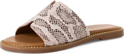 Productafbeelding van Tamaris dames slippers, plat model, leer, beige, maat 39 EU