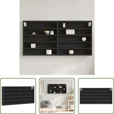 Obrázek produktu pro The Living Store Vitrína černá 100x8,5x50 cm Materiál na bázi dřeva