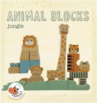 Productafbeelding van Dieren uit de jungle van natuurlijk houten blokken, Egmont Toys