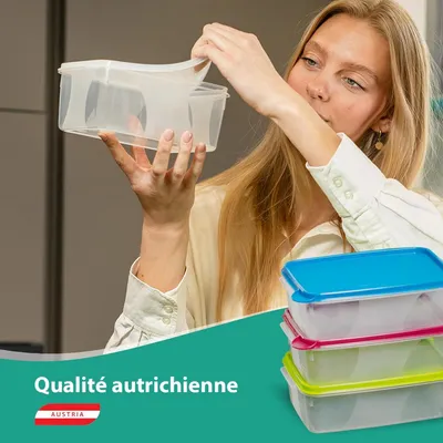 Zdjęcie produktu dla Zielone prostokątne pojemniki, 10 sztuk, 0,5 litra, 23 x 14 x 32 cm, pojemniki do mrożonek