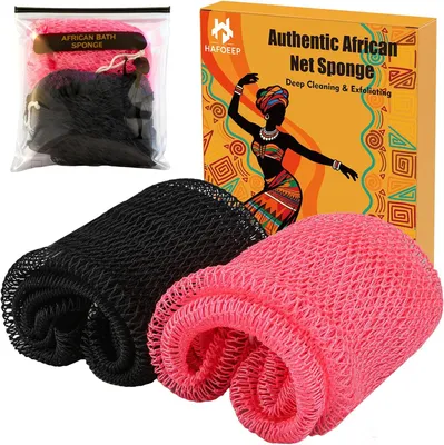 Produktbild von 2x Authentic African Net Sponge - Luffa Scrub Bath & Shower Sponge - Duurzaam Polyamide - Voor Achterlichaam