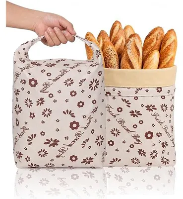 Obrázek produktu pro Balení 2 sáčků na chléb z včelího vosku, 23 × 18 cm. Opakovaně použitelné lněné sáčky na chléb s vnitřním sáčkem z přírodního včelího vosku. Pro skladování chleba, udrží chléb déle čerstvý, pro domácí chléb, kváskový chléb.