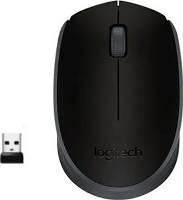 Produktbild von Logitech M171, Beidhändig, Optisch, RF Wireless, 1000 DPI, Schwarz, Grau