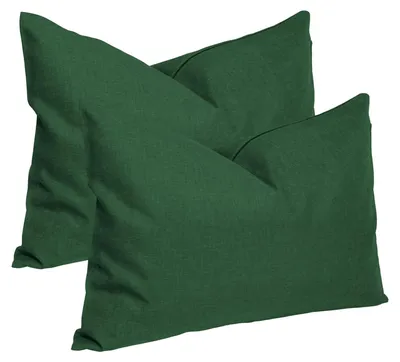 Produktbild von Kissenbezug 2er Set dunkelgrün 40x60 cm Struktur Leinenoptik Kissenhülle Deko Kissen