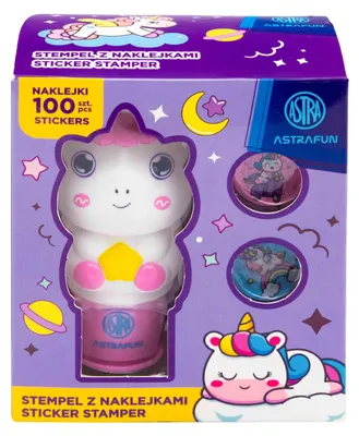 Produktbild von Dekorationsstempel mit 100 Aufklebern von AstraFun „Einhorn“