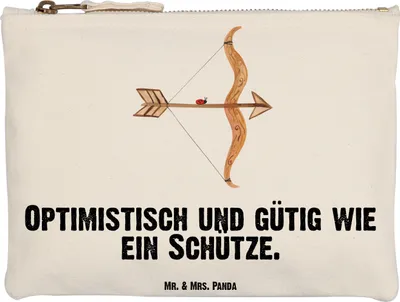 Produktbild von Mr. & Mrs. Panda Make-Up Tasche Sternzeichen Schütze Grösse XL Große - Weiß - Geschenk, Täschchen, Schlampermäppchen, Kosmetiktasche, Geburtstag November, Dezember, Pouch