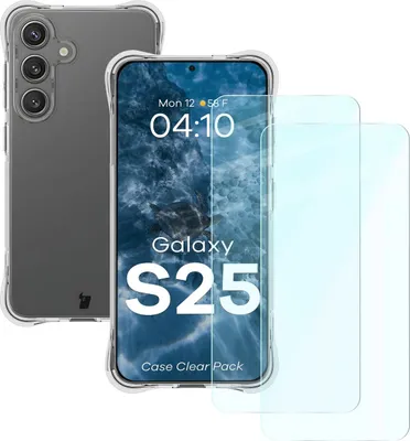 Produktbild von Bizon Case Clear Pack-Hülle + 2x Bildschirmglas Samsung Galaxy S25 klar