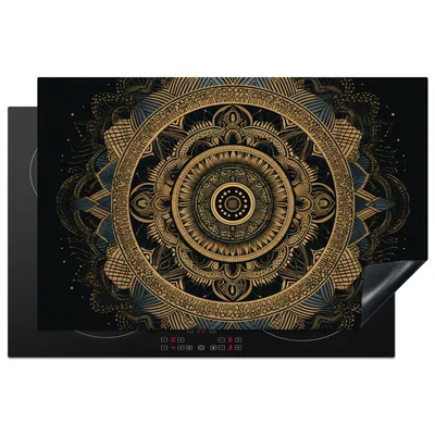 Produktbild von KitchenYeah© Herdabdeckplatte Mandala - Gold - Bohème - Luxus , 80x52cm, Küche Deko, Glaskeramikkochfeld Herdabdeckung, Abdeckplatte fùr Kochfeld