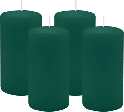 Produktbild von 4er Set Adventskranzkerzen Dunkelgrün Ø 60 x 100 mm