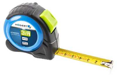Produktbild von Bandmaß Högert Technik – 5 m x 25 mm, Nylonbeschichtung, beidseitige Skala, Rollbandmaß, Gürtelclip, Messwerkzeug für Handwerk, Art. HT4M407