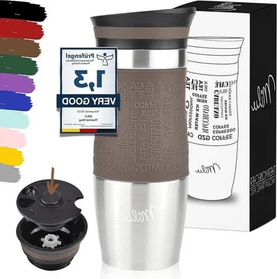 Immagine prodotto di Tazza termica isolata 370 ml 450 ml - Tazza in acciaio inossidabile a tenuta stagna - Isolamento a doppia parete di tipo automobilistico - Tazza da viaggio - marrone 370 ml