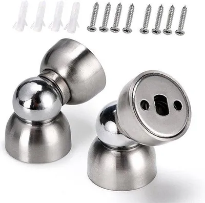 Immagine prodotto di Set di 2 mini fermaporta magnetici in acciaio inox - fermaporta da parete (argento)