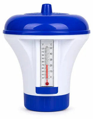Produktbild von HAF Pool Dosierschwimmer 200g mit Thermometer | Chemikalienschwimmer für Chlor Tabletten | Pool Chlor Dosierer | Schwimmer für Chlortabletten