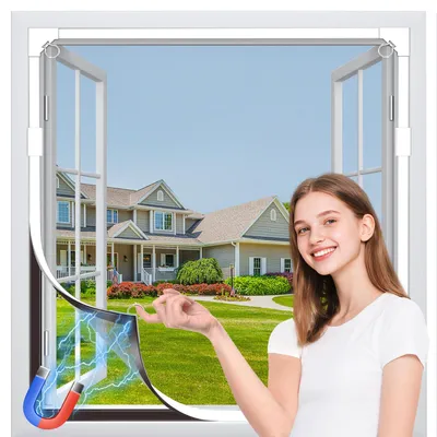 Obrázek produktu pro Magnetická síťka proti hmyzu, 140 x 150 cm, ochrana proti hmyzu pro okna